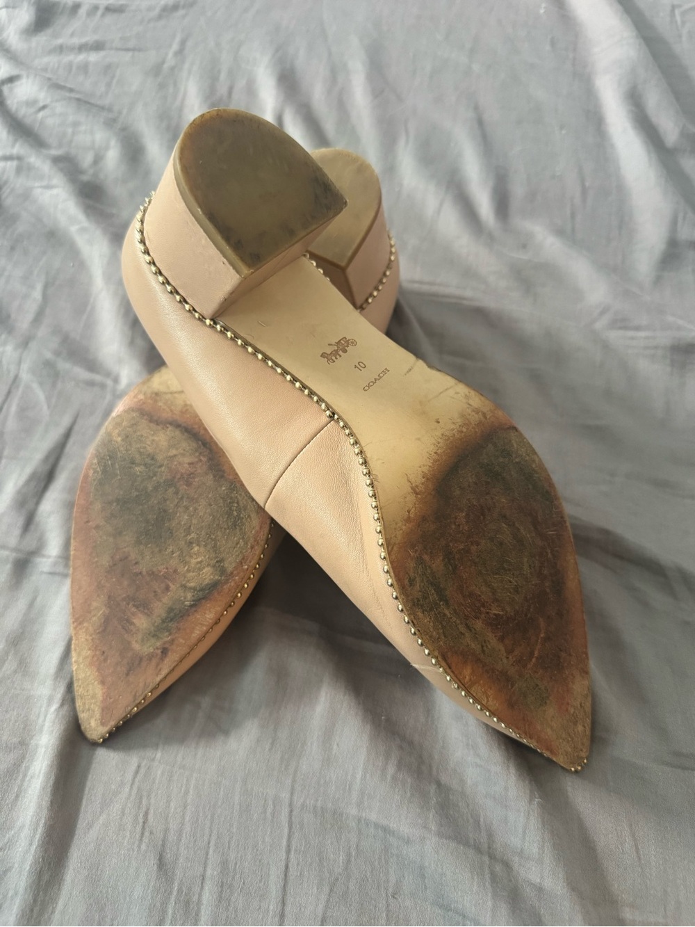 Coach leather Heel Pumps with Decorative Gold Trim - Picture 7 of 7